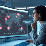 Cybersecurity analyst monitoring global IP activity to detect online fraud in real time.